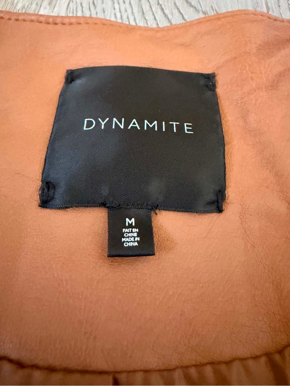 Dynamite Tan Camel Faux Leather Jacket Layering Classic Chic Boho Casual Edgy - Picture 4 of 4